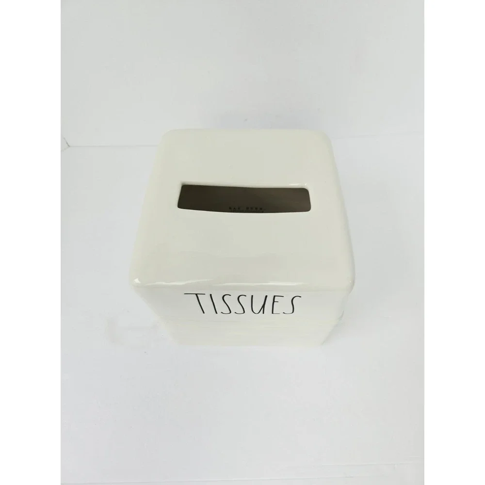 Rae Dunn Tissues tissue box cover ceramic NEW ribbed